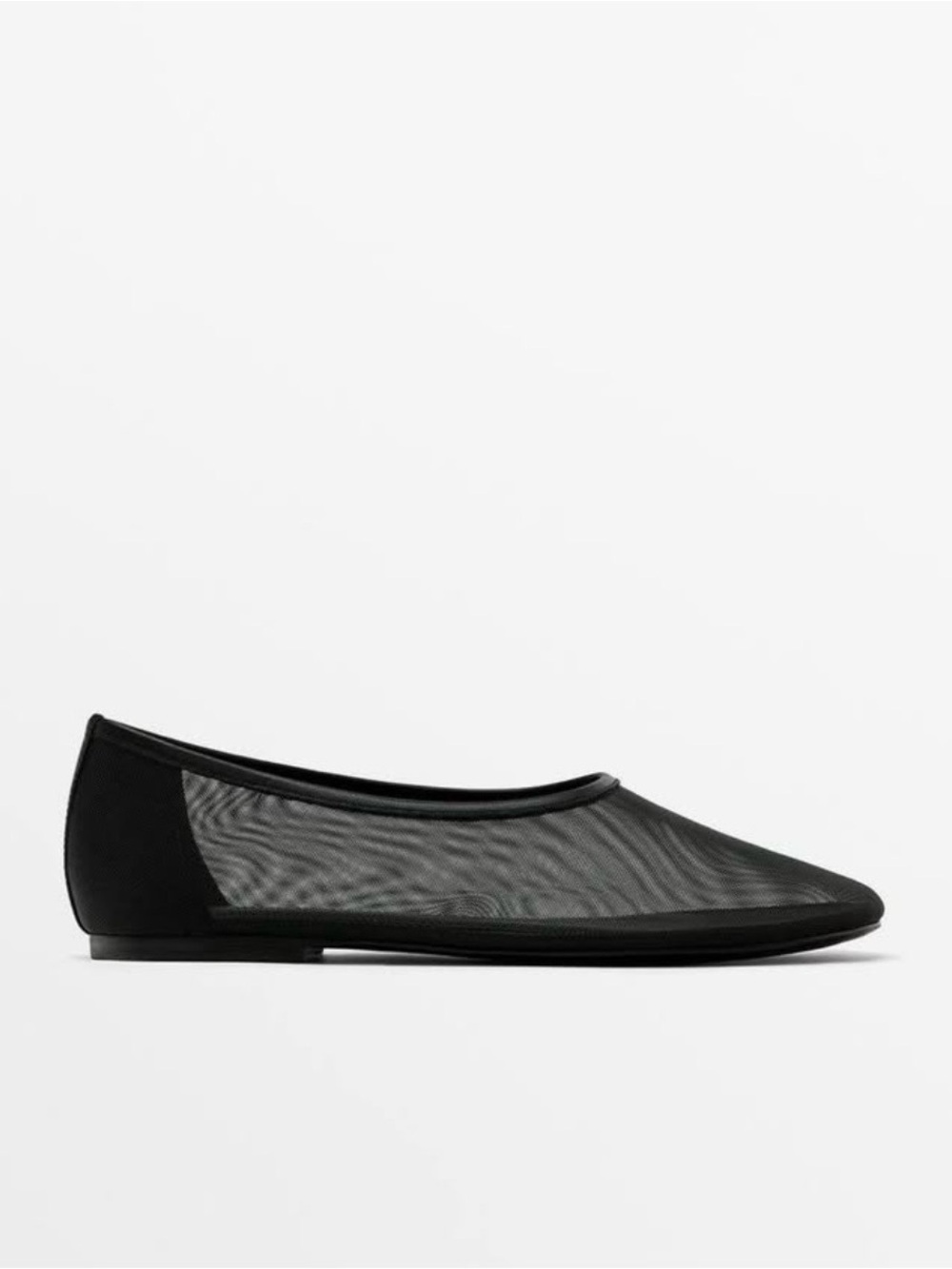 Massimo Dutti Black Mesh Ballet Flat